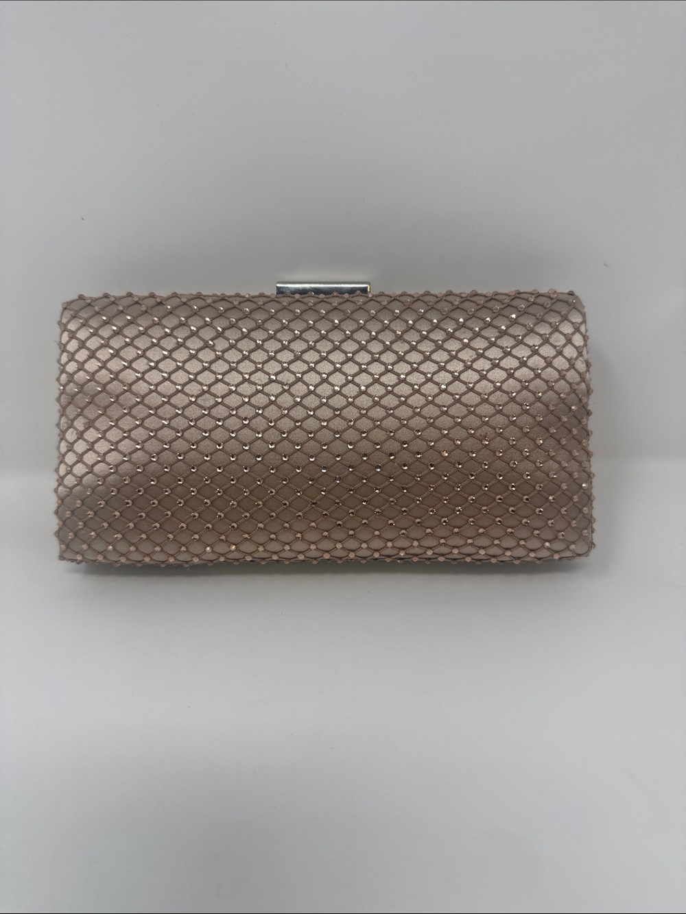Rose Gold/ Blush Pink Mesh Clutch with Metallic Accent